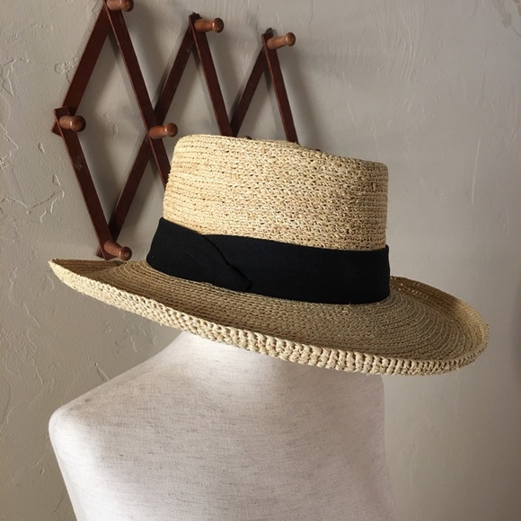 Vintage Accessories - Dorfman Pacific Genuine raffia straw hat 3” brim